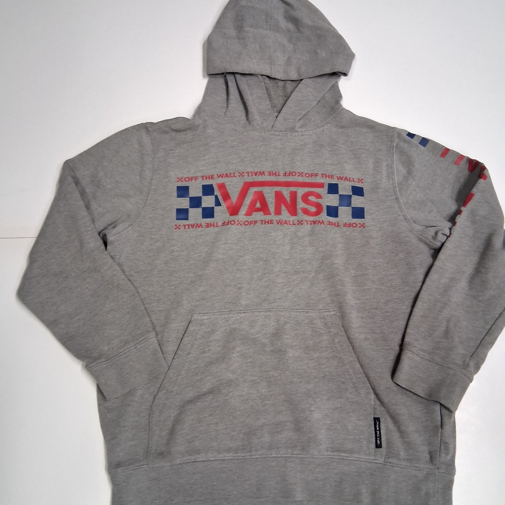 Vans Gray Hoodie with Red and Blue Details